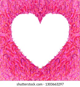 Heart Love pattern. Calligraphy style pink background vector. Wedding invitation design. Valentines day card. Expressive photo frame, decorative element, abstract beautiful pattern isolated on white