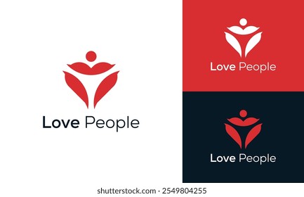 heart love with people happy, logo design inspiration