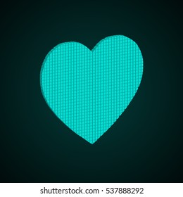 Heart love pixel icon, vector illustration design.3D Abstract heart.