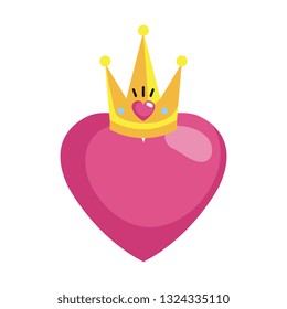 heart love with queen crown valentines card
