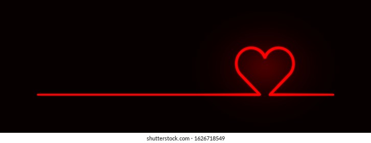 Heart Love Red  icon. Black background. Love symbol. Valentine. Heart of love. Vector illustration