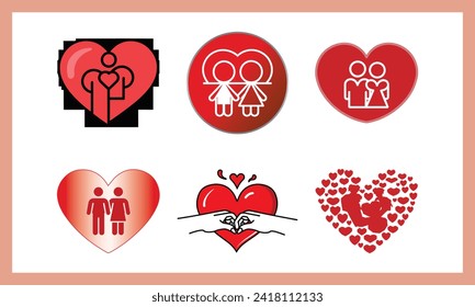 heart love red rose relationship icon vector logo design