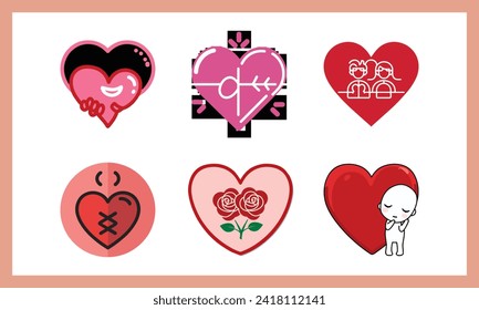 heart love red rose relationship icon vector logo design