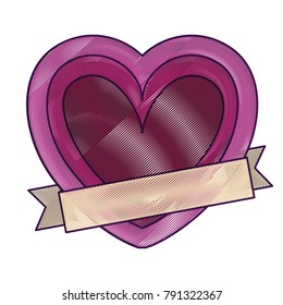 heart love with ribbon decorative