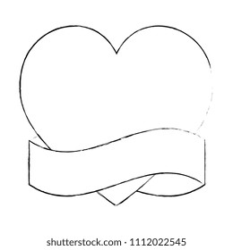 heart love with ribbon frame