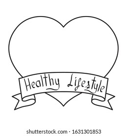 heart love with ribbon healthy lifestyle vector illustration design