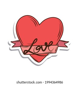 heart love ribbon sticker isolated icon