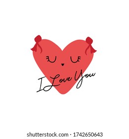 heart love ribbon text line tee illustration art vector