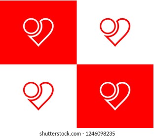 Heart love with ring icon color eps 10