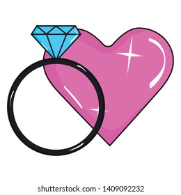 heart love with ring pop art style
