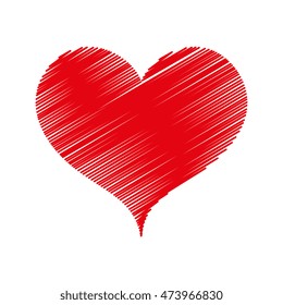 heart love romance passion amour red sketch vector illustration