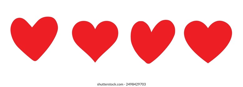  Heart, love, romance or valentine's day red heart. Heart vector icons. Artistic red heart love symbols isolated editable vector.