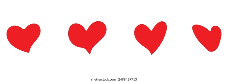  Heart, love, romance or valentine's day red heart. Heart vector icons. Artistic red heart love symbols isolated editable vector.