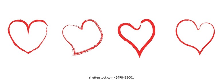  Heart, love, romance or valentine's day red heart. Heart vector icons. Artistic red heart love symbols isolated editable vector.