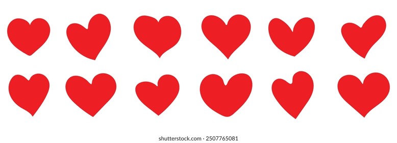  Heart, love, romance or valentine's day red heart. Heart vector icons. Artistic red heart love symbols isolated editable vector illustration.