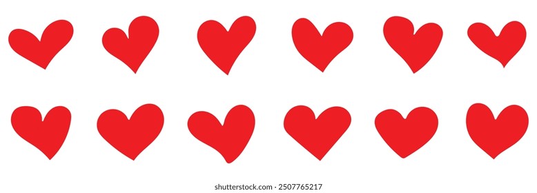 Heart, love, romance or valentine's day red heart. Heart vector icons. Artistic red heart love symbols isolated editable vector illustration.