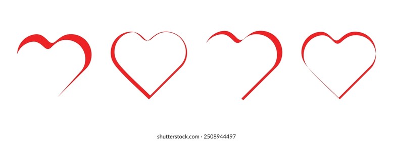 Heart, love, romance or valentine's day red heart. Heart vector icons. Artistic red heart love symbols for website, graphic, apps. Eps 10.