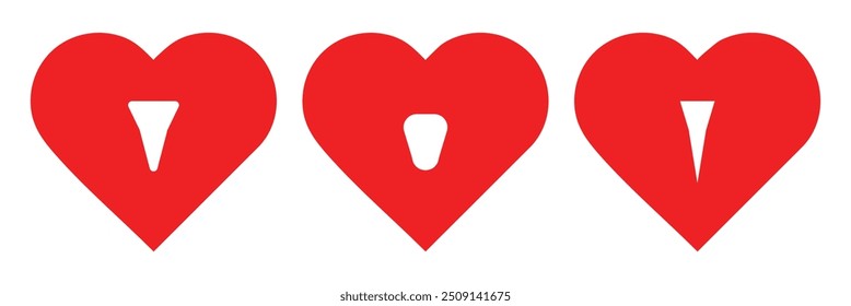 Heart, love, romance or valentine's day red heart. Artistic red heart love symbols isolated editable vector. Heart vector icon set for design. Eps 10.