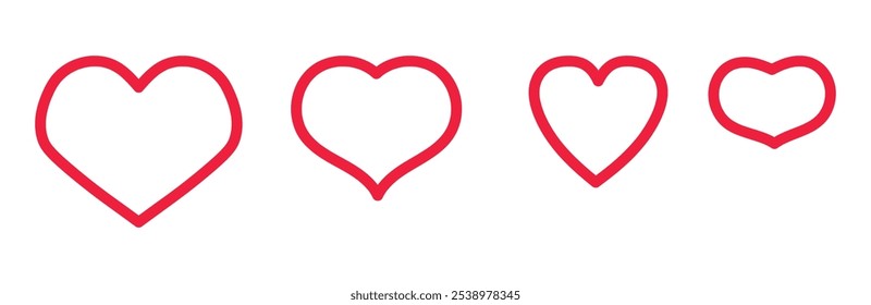 Heart, love, romance or valentine's day red heart. Heart vector icons. Artistic red heart love symbols isolated editable vector illustration