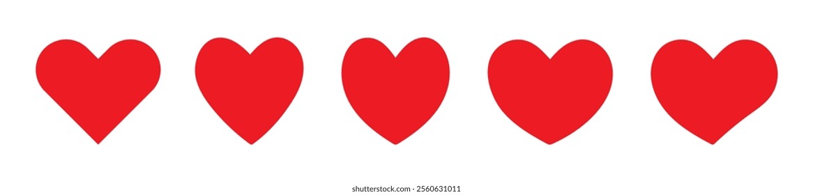 Heart, love, romance or valentine's day red heart. Heart vector icon collection. Love symbols, Red heart flat icon.