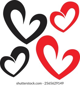 Heart, love, romance or valentine's day red heart. Heart vector icons. Flat design. Heart and love Vector illustration
