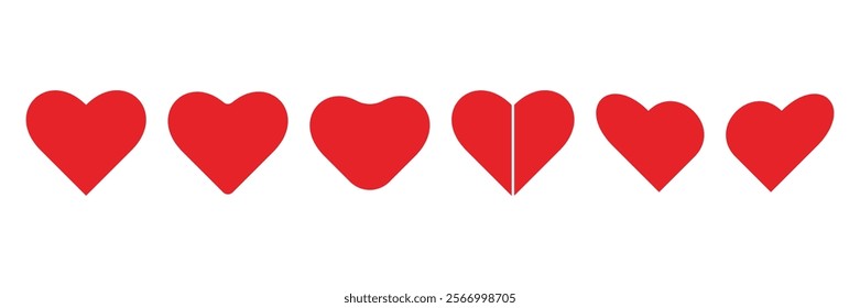 Heart, love, romance or valentine's day red heart. Heart vector icons. Artistic red heart love symbols isolated editable vector.