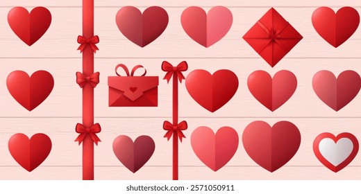 Heart, love, romance and valentine's day red heart. Heart vector icons.Flat design. Heart and love Vector illustration