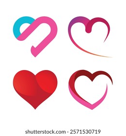 Heart, love, romance or valentine's day red heart. Heart vector icons