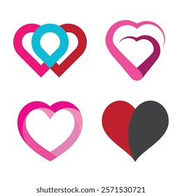 Heart, love, romance or valentine's day red heart. Heart vector icons