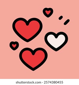 Heart, love, romance or valentine's day red heart. Heart vector icons. Artistic red heart love symbols isolated editable vector.