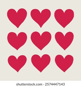 Heart, love, romance or valentine's day red heart. Heart vector icons. Artistic red heart love symbols isolated editable vector. Love Illustration Set with Solid and Outline Vector Hearts