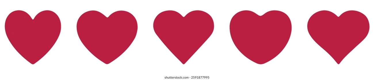 Heart, love, romance or valentine's day red heart. Heart vector icons. Artistic red heart love symbols isolated editable vector illustration.