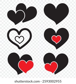 Heart, love, romance or valentine's day red heart. Heart vector icons. Artistic red heart love symbols isolated editable vector illustration.