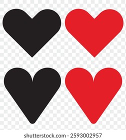 Heart, love, romance or valentine's day red heart. Heart vector icons. Artistic red heart love symbols isolated editable vector illustration.
