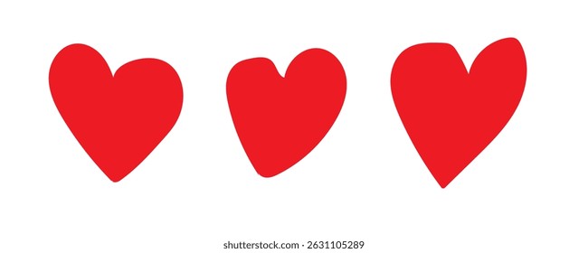 Heart, love, romance or valentine's day red heart. Heart vector icons. Artistic red heart love symbols isolated editable vector.