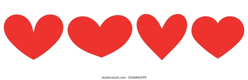 Heart, love, romance or valentine's day red heart. Heart vector icons. Artistic red heart love symbols isolated editable vector.
