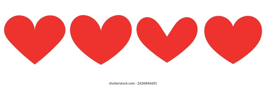 Heart, love, romance or valentine's day red heart. Heart vector icons. Artistic red heart love symbols isolated editable vector.