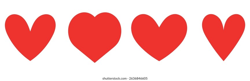 Heart, love, romance or valentine's day red heart. Heart vector icons. Artistic red heart love symbols isolated editable vector.