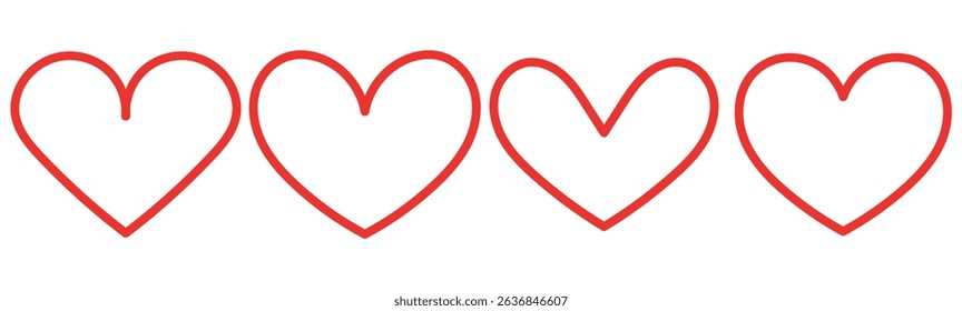 Heart, love, romance or valentine's day red heart. Heart vector icons. Artistic red heart love symbols isolated editable vector.
