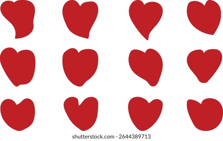  Heart, love, Romance or Valentine's day red heart. Heart vector icons. Artistic Red heart love symbols isolated editable vector illustration.