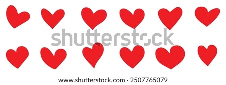  Heart, love, romance or valentine's day red heart. Heart vector icons. Artistic red heart love symbols isolated editable vector illustration.