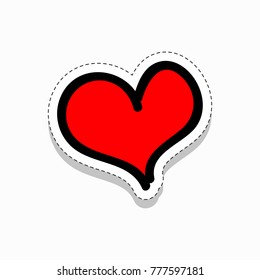 Heart, love, romantic, doodle icon. Cartoon sticker in comics style with contour. Decoration for greeting cards, posters, patches, prints for clothes, emblems, sticker, icon, logo.