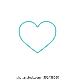 heart love romantic outline line icon blue on white