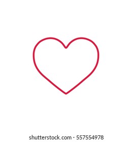 heart love romantic outline line icon red on white