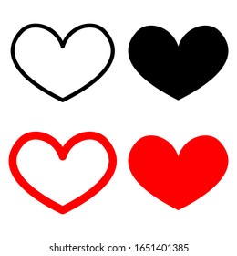heart, love and romantic symbol collection for decorative website, banner and card design isolated on white background. vector illustration