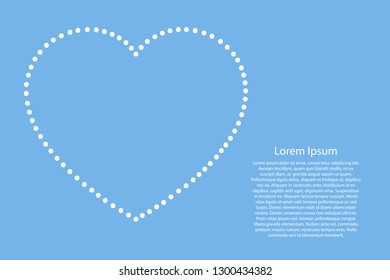 Heart love romantic symbol for Valentine's day abstract schematic from the white dots along the perimeter on light-blue background for banner, poster, greeting card. Vector illustration.