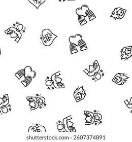 heart love romantic vector seamless pattern thin line illustration