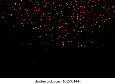 Heart of love scatter Valenitnes day concept on black abstract background
