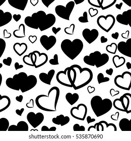 Heart Love Seamless Pattern Background. Vector romantic hearts seamless cartoon pattern background
