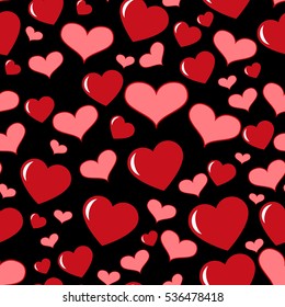 Heart Love Seamless Pattern Background. Vector romantic hearts seamless cartoon pattern background